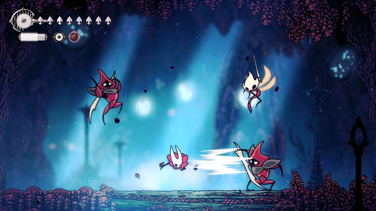 Screenshot de Silksong: exploración en cavernas. (Steam store / Team Cherry — uso editorial)