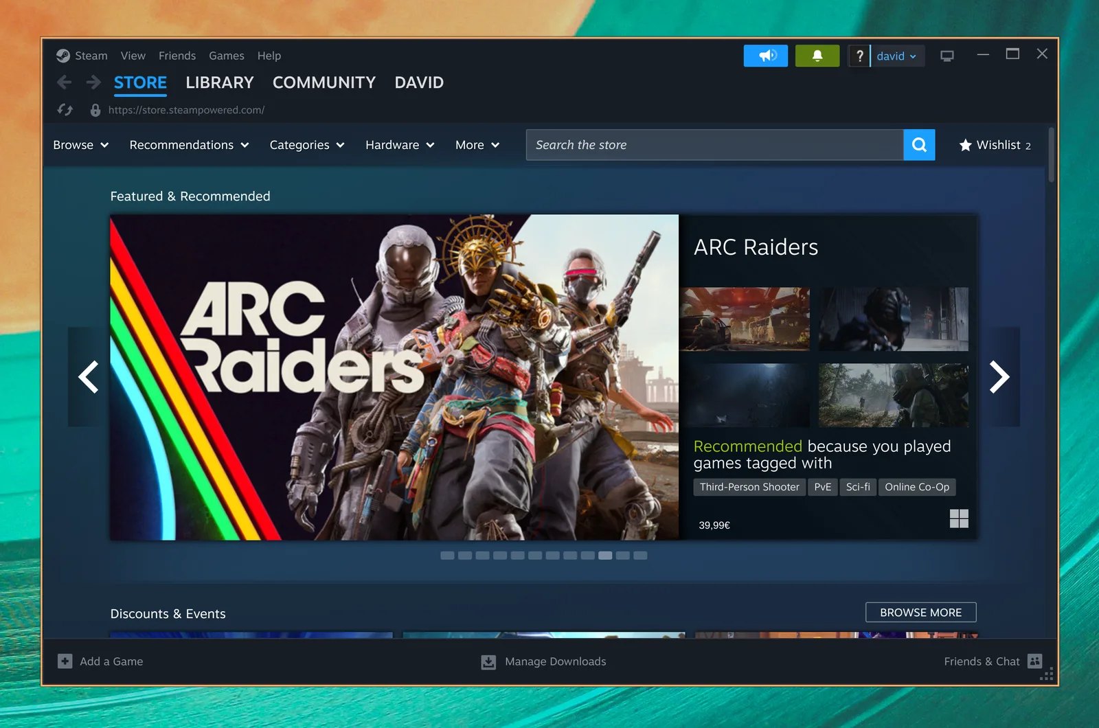 Steam corriendo en Omarchy.